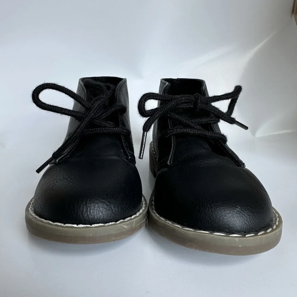 The Children's Place Boy's Black Lace Up Shoe Boots Toddler Size 10